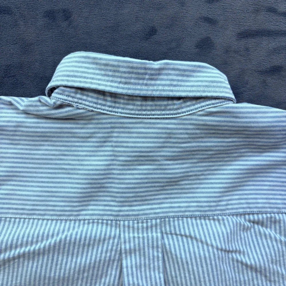 Ralph Lauren Kids Blue White Striped Cotton Oxford Button Down Shirt Size 12